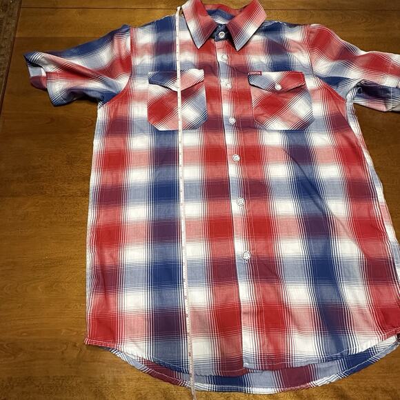 Dixxon Flannel Co All-Star Bamboo Short Sleeve Men’s Small Red White Blue Plaid - Picture 11 of 16